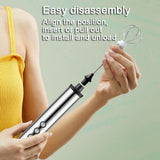 NNEDSZ USB Charging Electric Egg Beater Milk Frother Handheld Drink Coffee Foamer Silver with 3 Stainless Steel Whisks