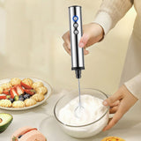 NNEDSZ USB Charging Electric Egg Beater Milk Frother Handheld Drink Coffee Foamer Silver with 3 Stainless Steel Whisks