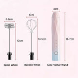 NNEDSZ USB Charging Electric Egg Beater Milk Frother Handheld Drink Coffee Foamer White with 2 Stainless Steel Whisks