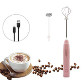 NNEDSZ USB Charging Electric Egg Beater Milk Frother Handheld Drink Coffee Foamer AU with 2 Stainless Steel Whisks Black