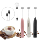NNEDSZ USB Charging Electric Egg Beater Milk Frother Handheld Drink Coffee Foamer AU with 2 Stainless Steel Whisks Black