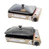 NNEDSZ Portable Gas Burner Stove with Inset Non Stick Cooking Pan Cooker Butane Camping 35mm