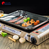 NNEDSZ Portable Gas Burner Stove with Inset Non Stick Cooking Pan Cooker Butane Camping 60mm