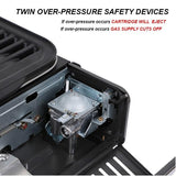 NNEDSZ Portable Gas BBQ Stove with PRO Grill Plate Outdoor Barbecue Cooking Burner Kit Butane Camping