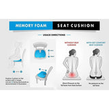 NNEDSZ Premium Memory Foam Seat Cushion Coccyx Orthopedic Back Pain Relief Chair Pillow Office Dark Blue