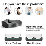 NNEDSZ Premium Memory Foam Seat Cushion Coccyx Orthopedic Back Pain Relief Chair Pillow Office Light Grey