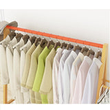 NNEDSZ Rail Bamboo Clothes Rack Garment Hanging Stand 3 Tier Storage Shelves Closet 80cm Panel