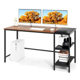 NNEDSZ 1.4m Computer Table Desk Book Storage Student Study Home Office Workstation Vintage Oak Finish