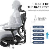 NNEDSZ Ergonomic Office Chair V1 4D Adjustable High-Back Breathable With Footrest And Lumbar Support Grey