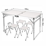 NNEDSZ Folding Camping Table Aluminium Portable Picnic Outdoor BBQ Desk 4 Cloth Stool