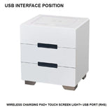 NNEDSZ Smart Bedside Tables Side 3 Drawers Wireless Charging USB Right Hand Nightstand LED Light AU