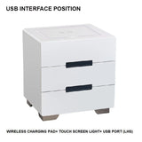 NNEDSZ Smart Bedside Tables Side 3 Drawers Wireless Charging USB Right Hand Nightstand LED Light AU
