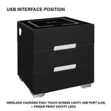 NNEDSZ Smart Bedside Tables Side 3 Drawers Wireless Charging USB Right Hand Nightstand LED Light AU