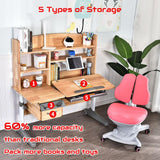 NNEDSZ 120cm Solid Rubber Wood Height Adjustable Children Kids Ergonomic Study Desk Only AU
