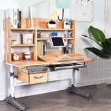 NNEDSZ 120cm Solid Rubber Wood Height Adjustable Children Kids Ergonomic Study Desk Only AU