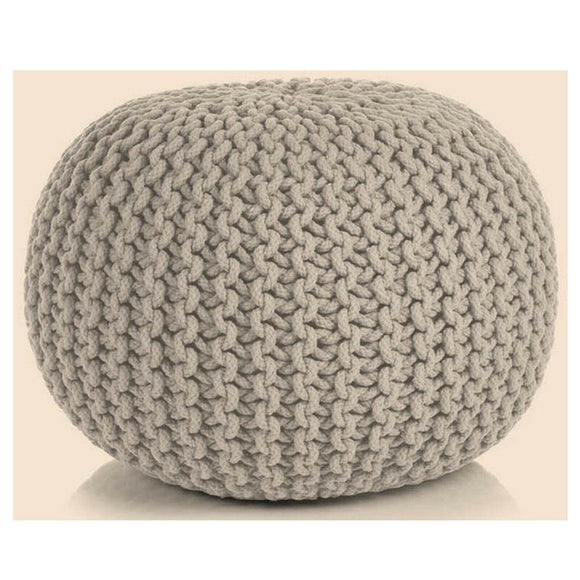 NNEDSZ Ottoman Pouffe Footstool Hand Knitted (Beige)