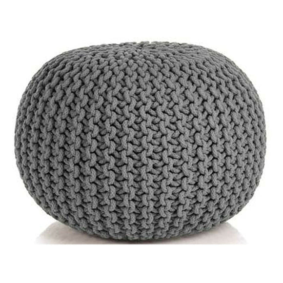 NNEDSZ Ottoman Pouffe Footstool Hand Knitted (Grey)