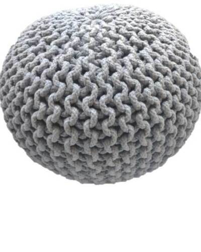 NNEDSZ Ottoman Pouffe Footstool Hand Knitted (Light Grey)