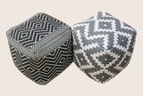 NNEDSZ Vintage Geometric Pouf Cotton Printed Footstool Ottoman Pouffe Cover 55 cm X 45