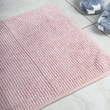 NNEDSZ Microfiber Shower & Bathroom Bath Mat Non Slip Soft Pile Design (Pink)