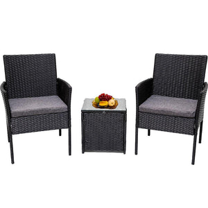 NNEDSZ 3PC Outdoor Table and Chairs Set - Black