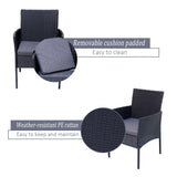 NNEDSZ 3PC Outdoor Table and Chairs Set - Black