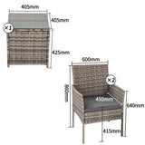 NNEDSZ 2 Seater PE Rattan Outdoor Furniture Chat Set- Mixed Grey