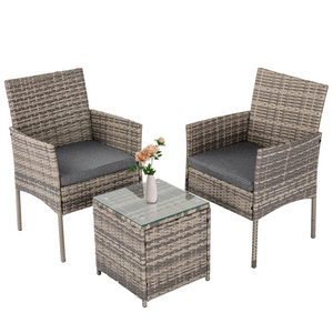 NNEDSZ 2 Seater PE Rattan Outdoor Furniture Chat Set- Mixed Grey