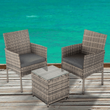 NNEDSZ 2 Seater PE Rattan Outdoor Furniture Chat Set- Mixed Grey