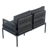 NNEDSZ Eden 4-Seater Outdoor Lounge Set with Coffee Table in Black - Stylish Textile and Rope Design