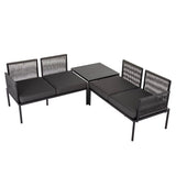 NNEDSZ Eden 4-Seater Outdoor Lounge Set with Coffee Table in Black - Stylish Textile and Rope Design