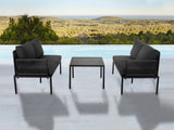 NNEDSZ Eden 4-Seater Outdoor Lounge Set with Coffee Table in Black - Stylish Textile and Rope Design