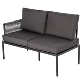 NNEDSZ Eden 4-Seater Outdoor Lounge Set with Coffee Table in Black - Stylish Textile and Rope Design