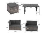 NNEDSZ Ella 8-Seater Modular Outdoor Garden Lounge and Dining Set with Table and Stools in Dark Grey Weave
