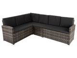 NNEDSZ Ella 8-Seater Modular Outdoor Garden Lounge and Dining Set with Table and Stools in Dark Grey Weave