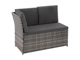 NNEDSZ Ella 8-Seater Modular Outdoor Garden Lounge and Dining Set with Table and Stools in Dark Grey Weave