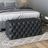 NNEDSZ Black Leathaire Ottoman-Rectangular