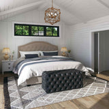 NNEDSZ Black Leathaire Ottoman-Rectangular