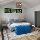 NNEDSZ Elsa Navy Blue Velvet Ottoman-Rectangular