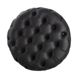 NNEDSZ Contemporary Black Leather-look Ottoman with Button