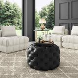 NNEDSZ Contemporary Black Leather-look Ottoman with Button
