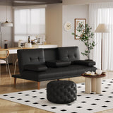 NNEDSZ Contemporary Black Leather-look Ottoman with Button