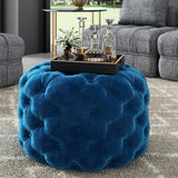 NNEDSZ Round Velvet Ottoman in Navy