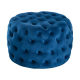 NNEDSZ Round Velvet Ottoman in Navy
