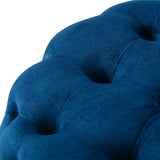 NNEDSZ Round Velvet Ottoman in Navy