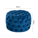 NNEDSZ Round Velvet Ottoman in Navy