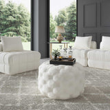 NNEDSZ Bouclé White Ottoman-Round