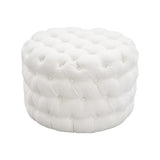 NNEDSZ Bouclé White Ottoman-Round