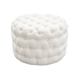 NNEDSZ Bouclé White Ottoman-Round