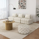 NNEDSZ Bouclé White Ottoman-Round
